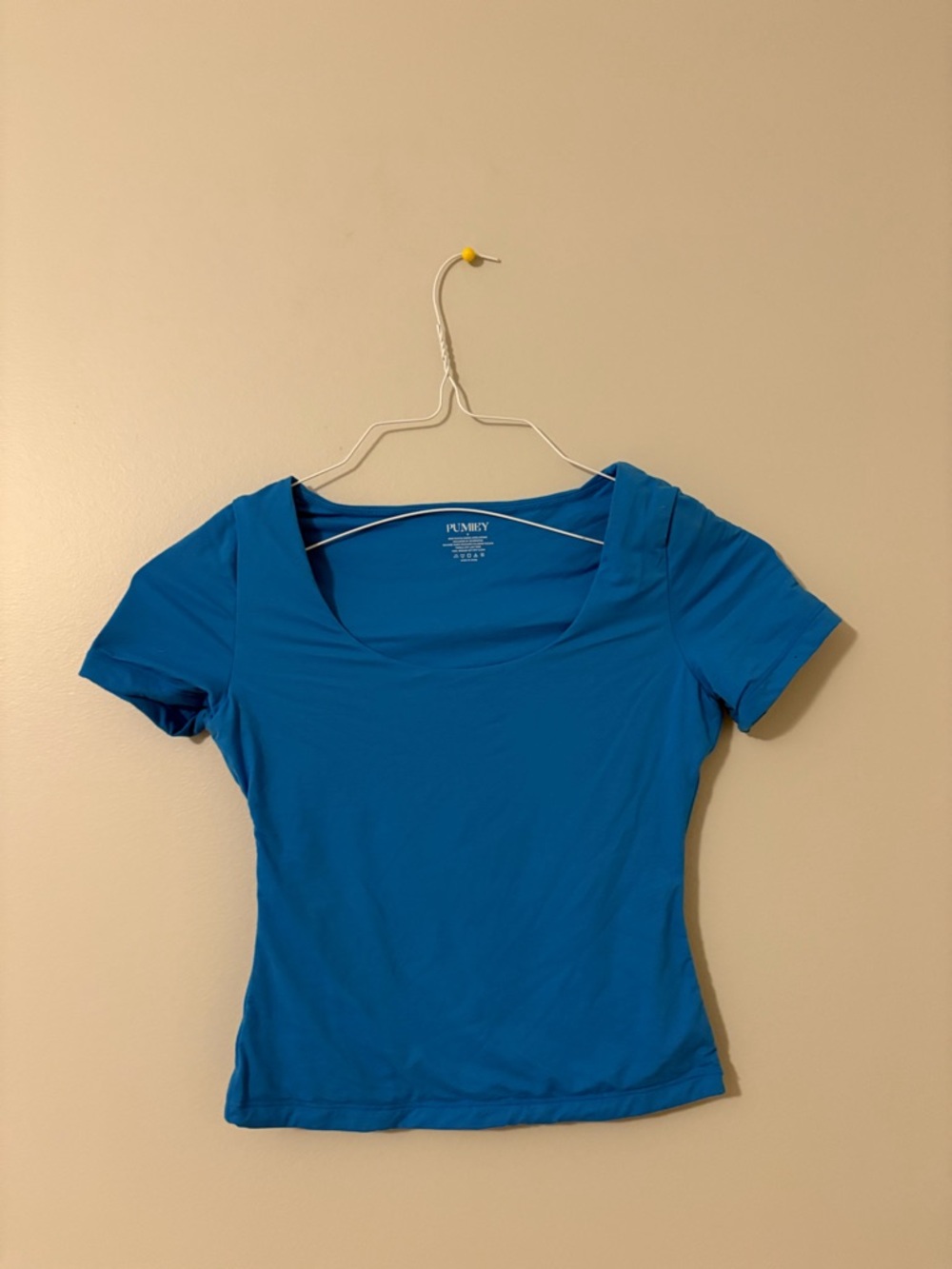 Pumiey Women's Short Sleeve Scoop Neck Tee in Bright Blue
